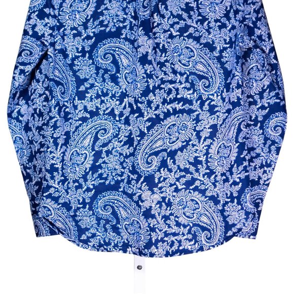 J. Crew Women's Blouse Blue White Paisley Half Button Long Sleeve Shirt Top XXS - Picture 7 of 8